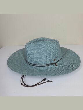 Wallaroo Hat Company Wide Brim Sun Hat UPF 50+ Cornflower Blue Chin Strap Beach